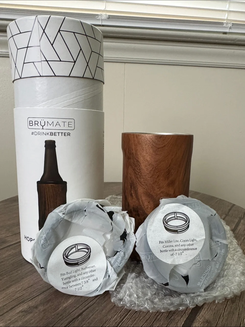 BrüMate Walnut Hopsulator Bott'l 12oz — Insulated Bottle Cooler